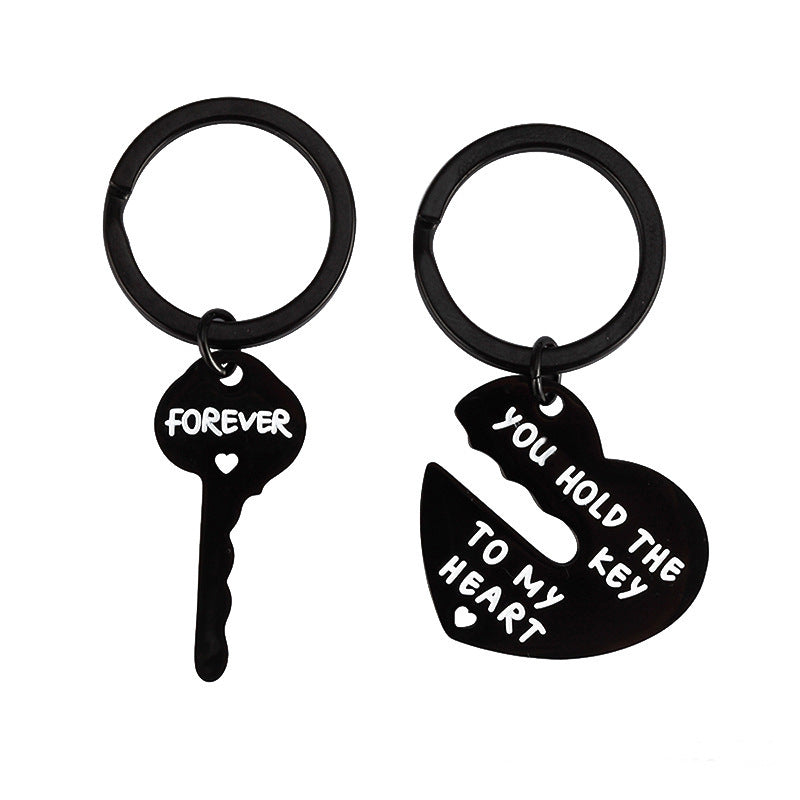 Wholesale Valentine's Day Gift Love Lock Puzzle Stainless Steel Engraving Keychain